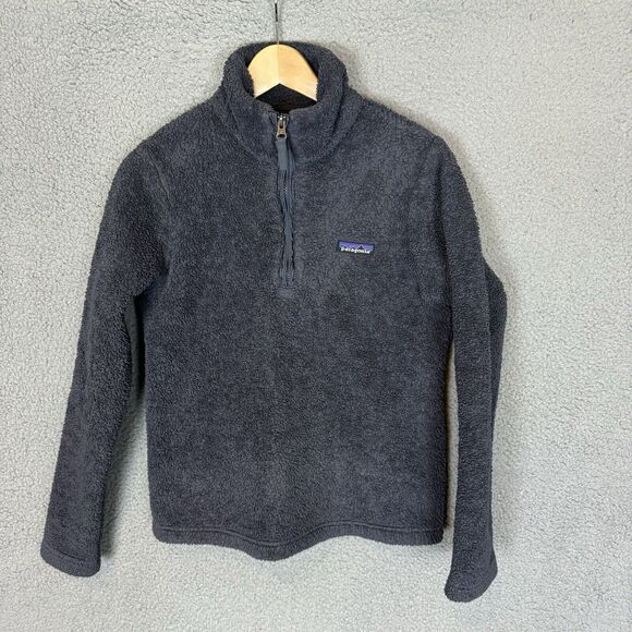 PATAGONIA Sweater Womens S Grey‎ 1/4 Zip Sherpa Fleece Jacket Sweatshirt - Picture 1 of 7